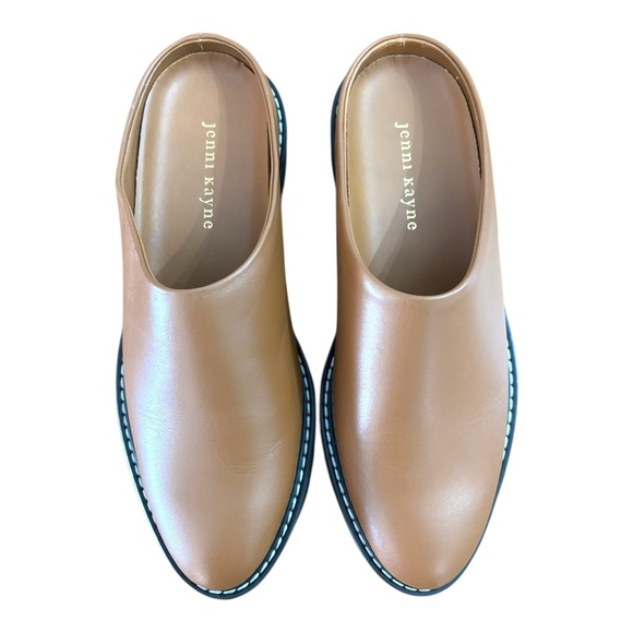 Jenni Kayne Leather Lug Mule Shoes Womens Size 7 Tan Brown Clog Slip On EU 37 - Picture 3 of 13